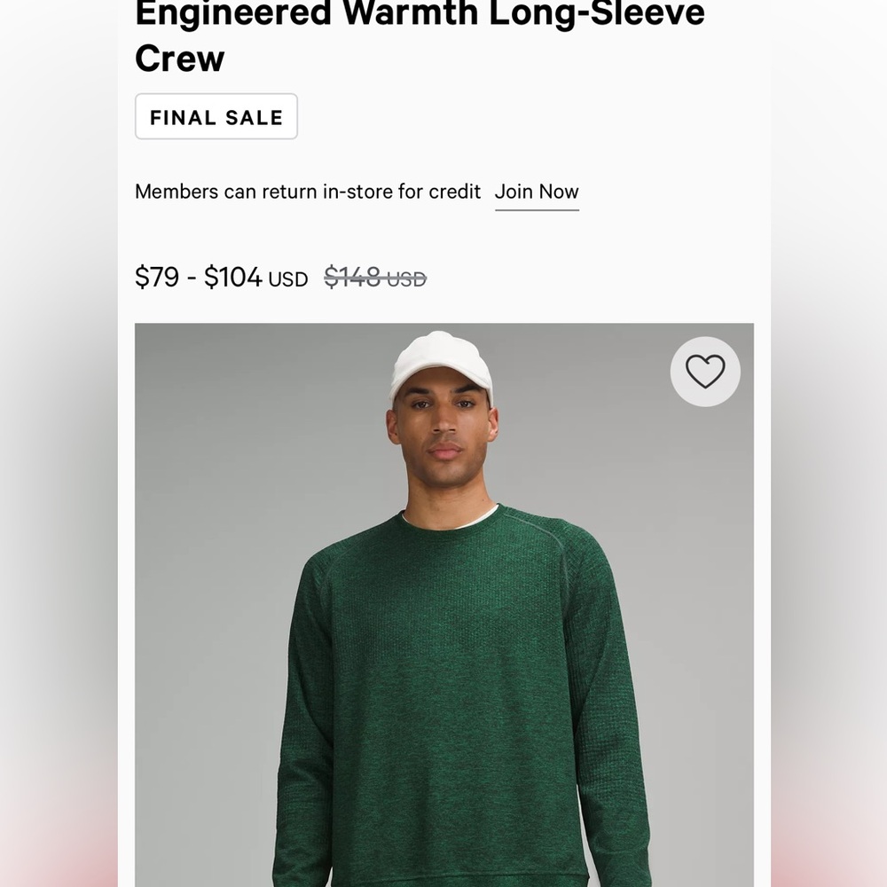 Lululemon Athletica Engineered Warmth Long-Sleeve Crew. Size XL. NWT